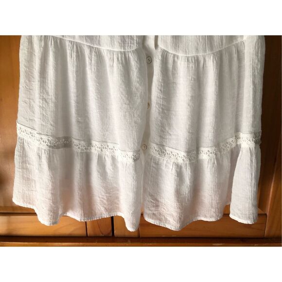 Indigo Rose Crochet Layered Dress Front Buttons SZ M - Picture 6 of 12